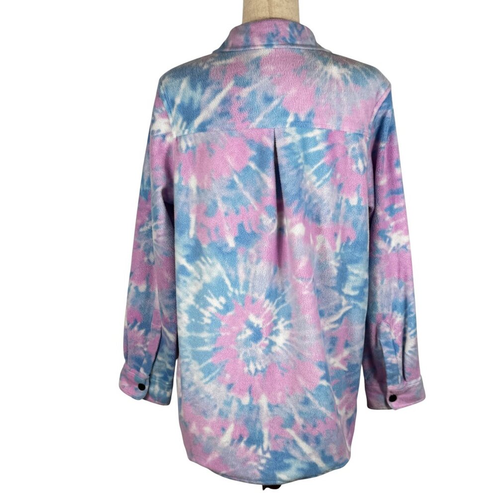 Simply Southern Collection Blue & Pink Tie Dye Snap Front Shirt Shacket Size S - Picture 4 of 11